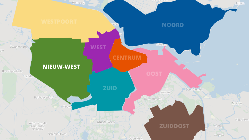 Mapa de Nieuw-West em Amesterdão