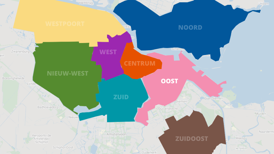 Mapa de Oost em Amesterdão