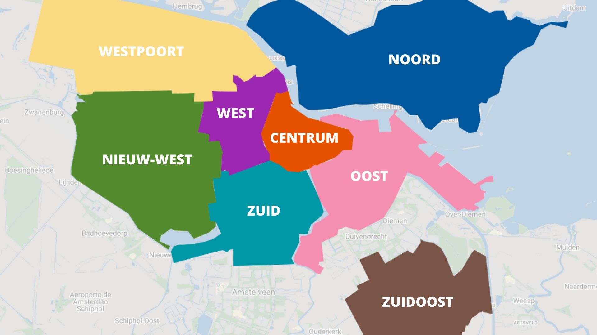 Mapa dos Distritos de Amesterdão